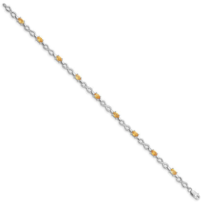 7 Zoll Sterlingsilber Rhodiniert Citrin Armband