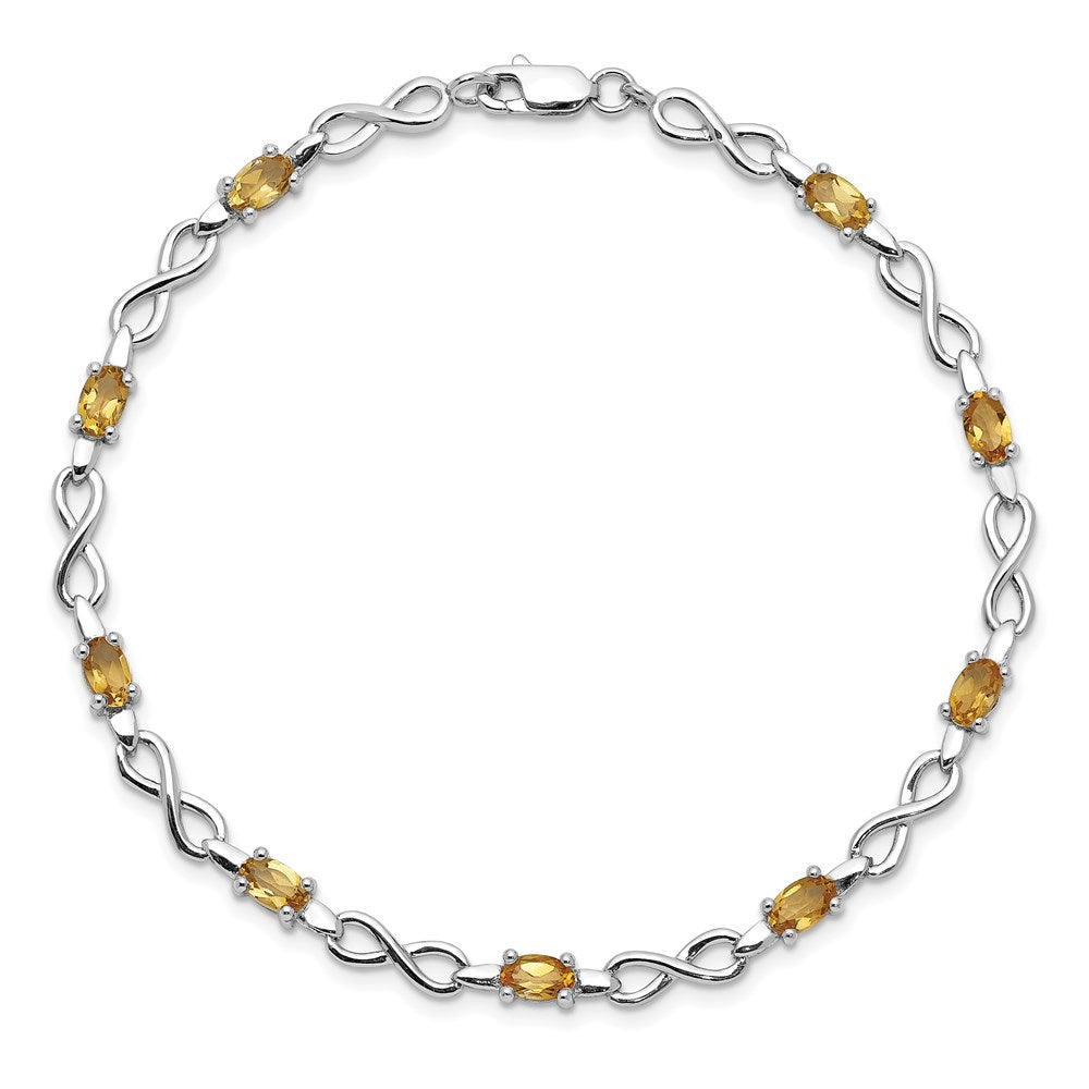 7 Zoll Sterlingsilber Rhodiniert Citrin Armband