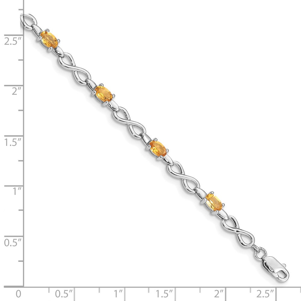 7 Zoll Sterlingsilber Rhodiniert Citrin Armband