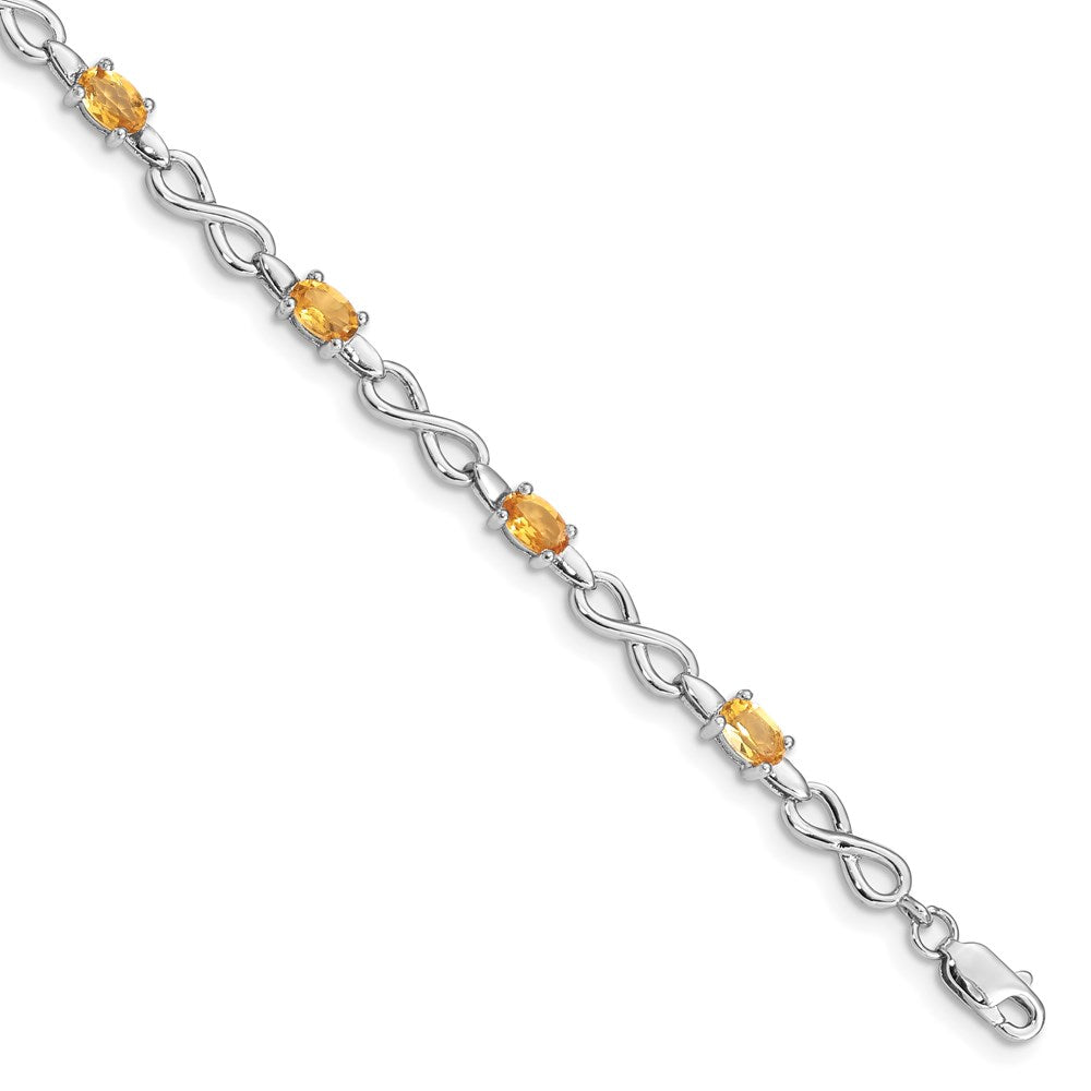 7 Zoll Sterlingsilber Rhodiniert Citrin Armband