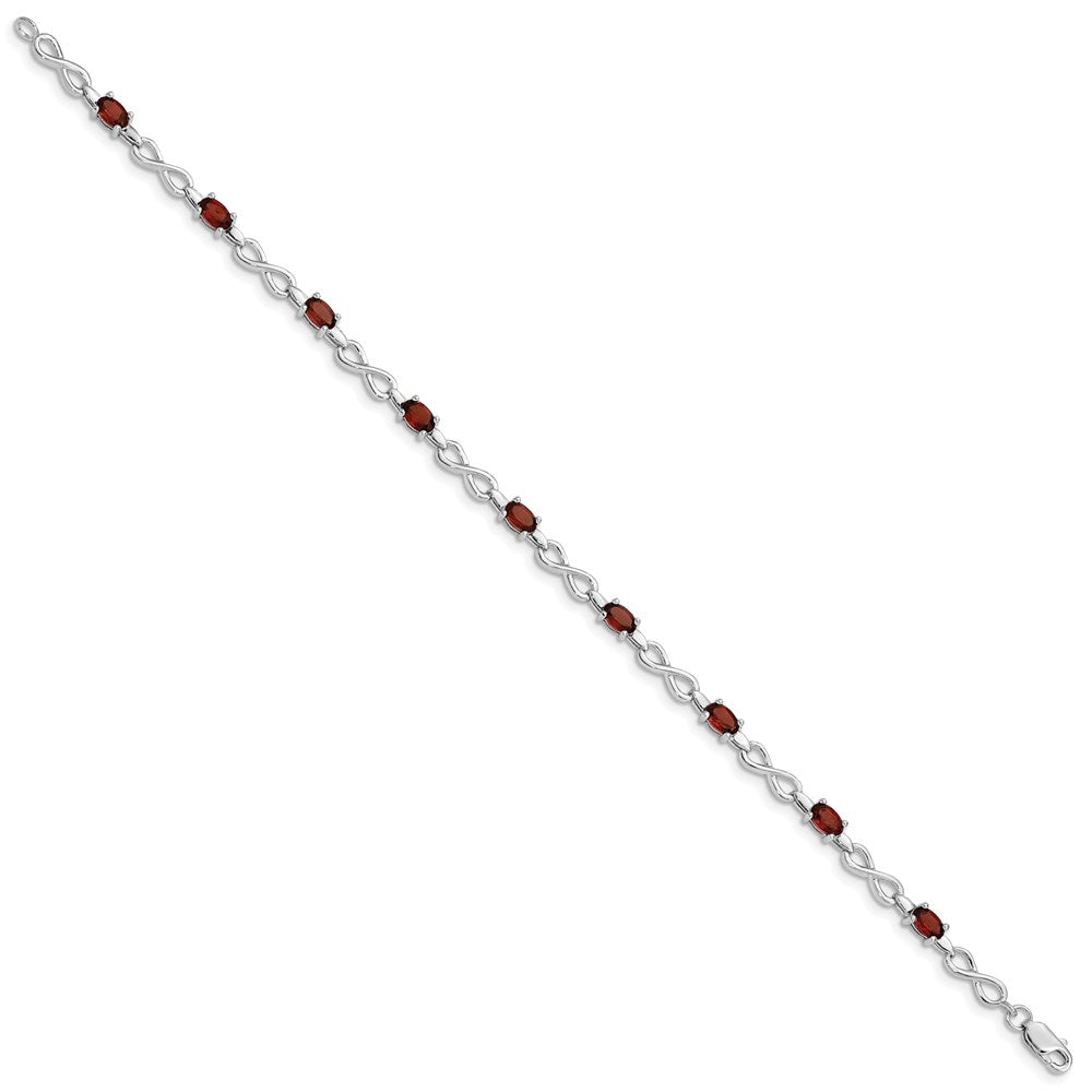 7 Zoll Sterlingsilber Rhodiniert Granat Armband