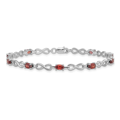 7 Zoll Sterlingsilber Rhodiniert Granat Armband