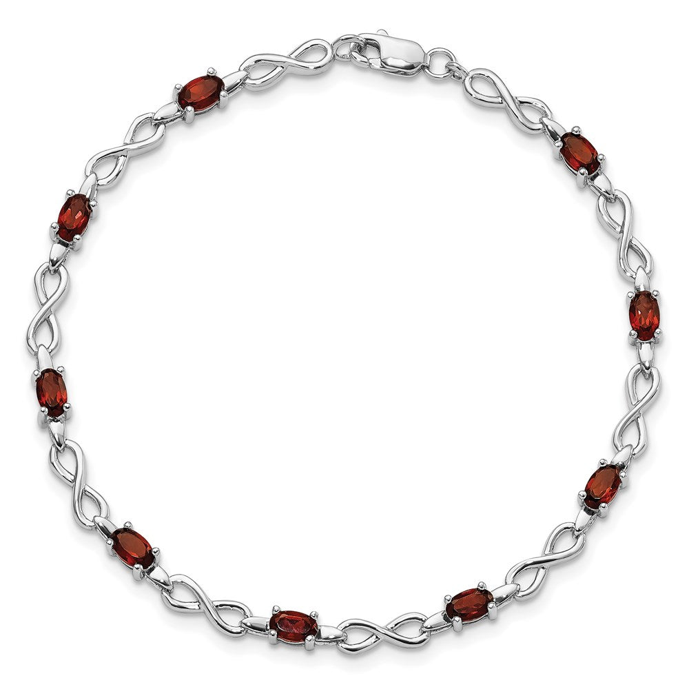 7 Zoll Sterlingsilber Rhodiniert Granat Armband