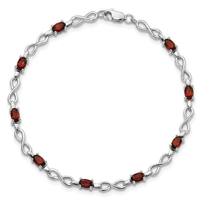 7 Zoll Sterlingsilber Rhodiniert Granat Armband