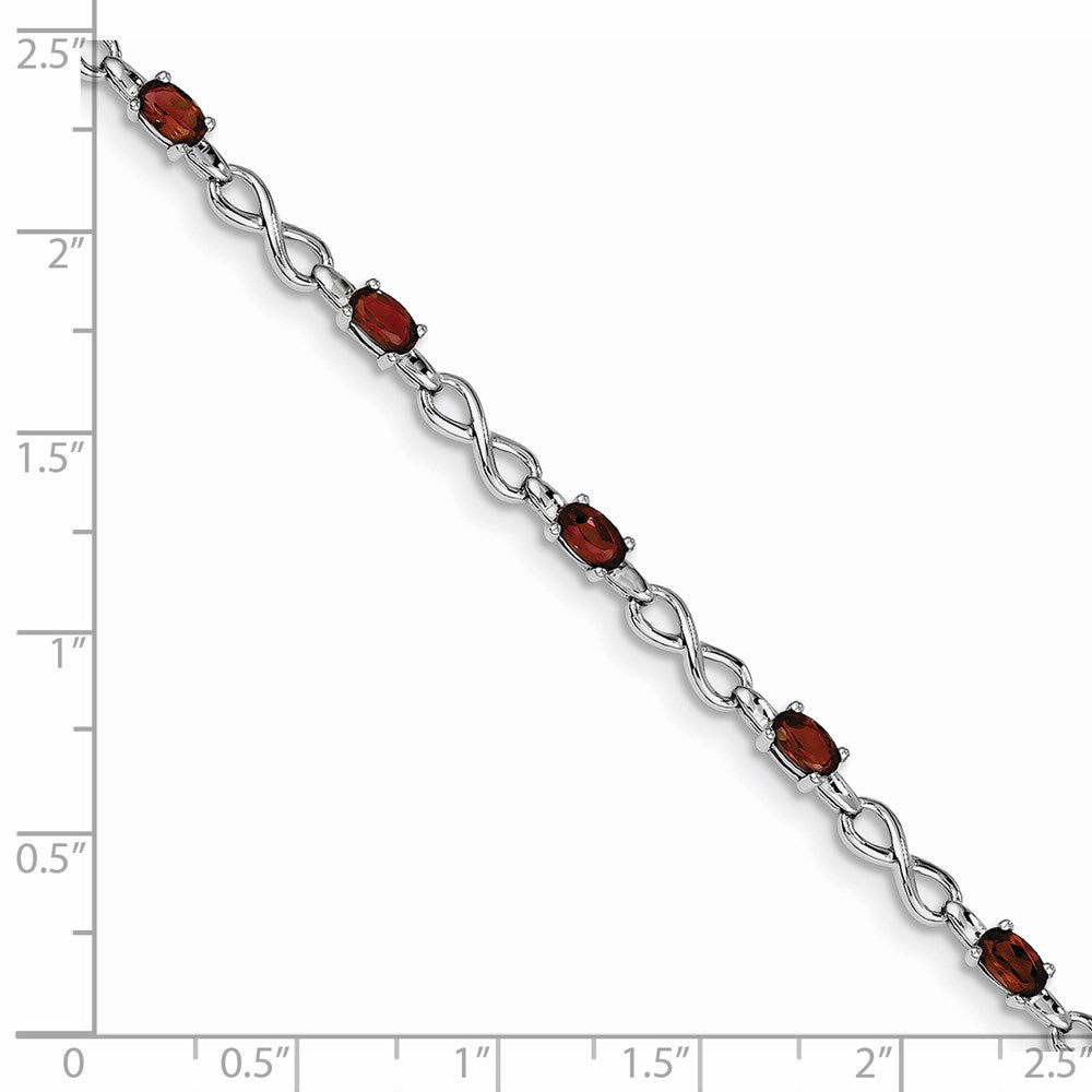 7 Zoll Sterlingsilber Rhodiniert Granat Armband
