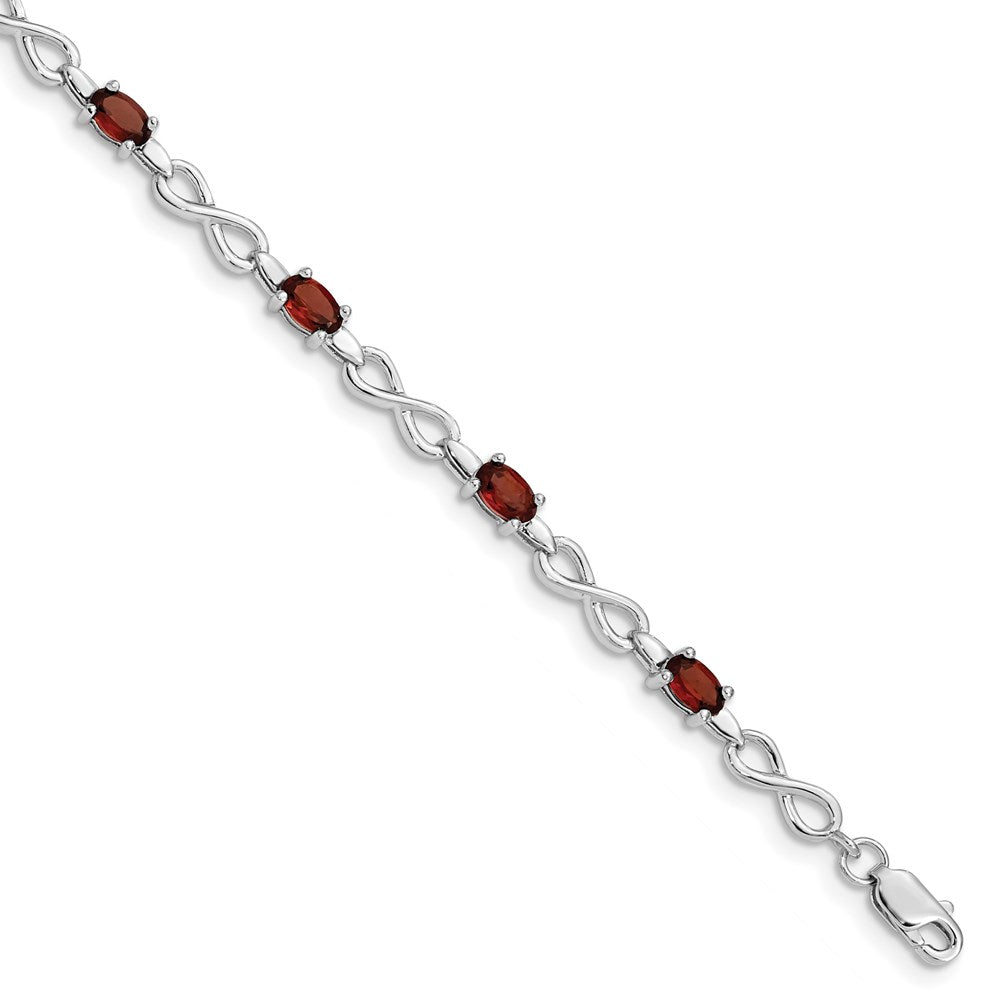 7 Zoll Sterlingsilber Rhodiniert Granat Armband