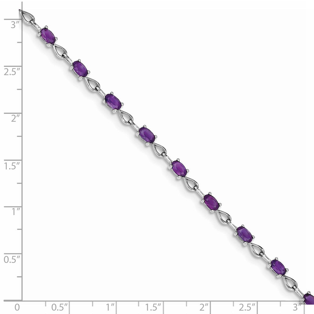 7 Zoll Sterlingsilber Rhodiniert Amethyst Armband