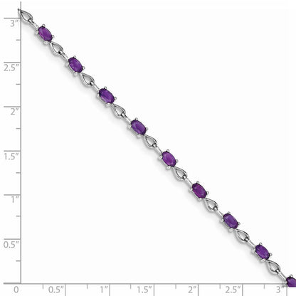 7 Zoll Sterlingsilber Rhodiniert Amethyst Armband