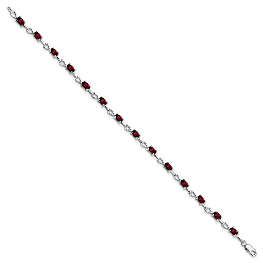 7 Zoll Sterlingsilber Rhodiniert Granat Armband