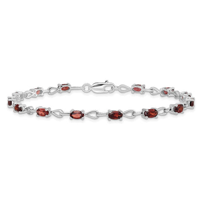7 Zoll Sterlingsilber Rhodiniert Granat Armband