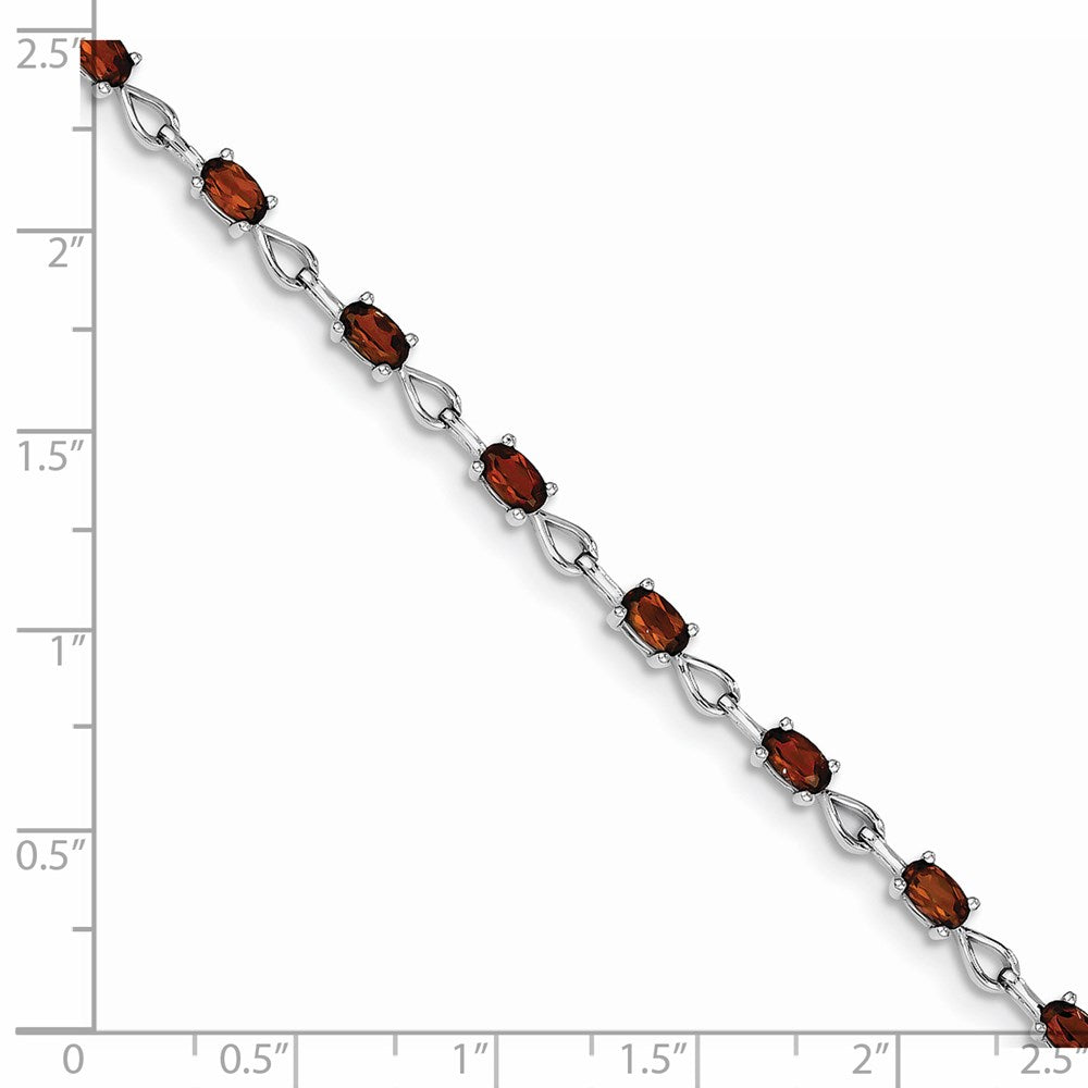 7 Zoll Sterlingsilber Rhodiniert Granat Armband