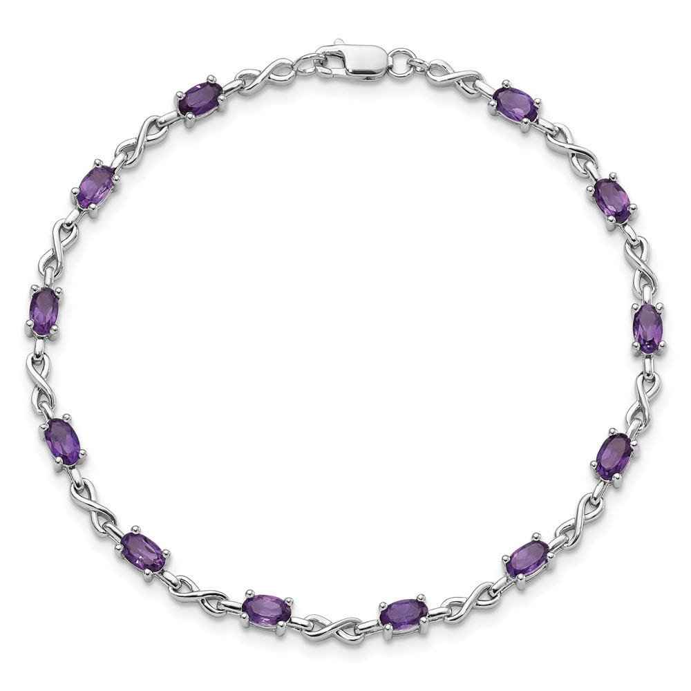 7 Zoll Sterlingsilber Rhodiniert Amethyst Armband