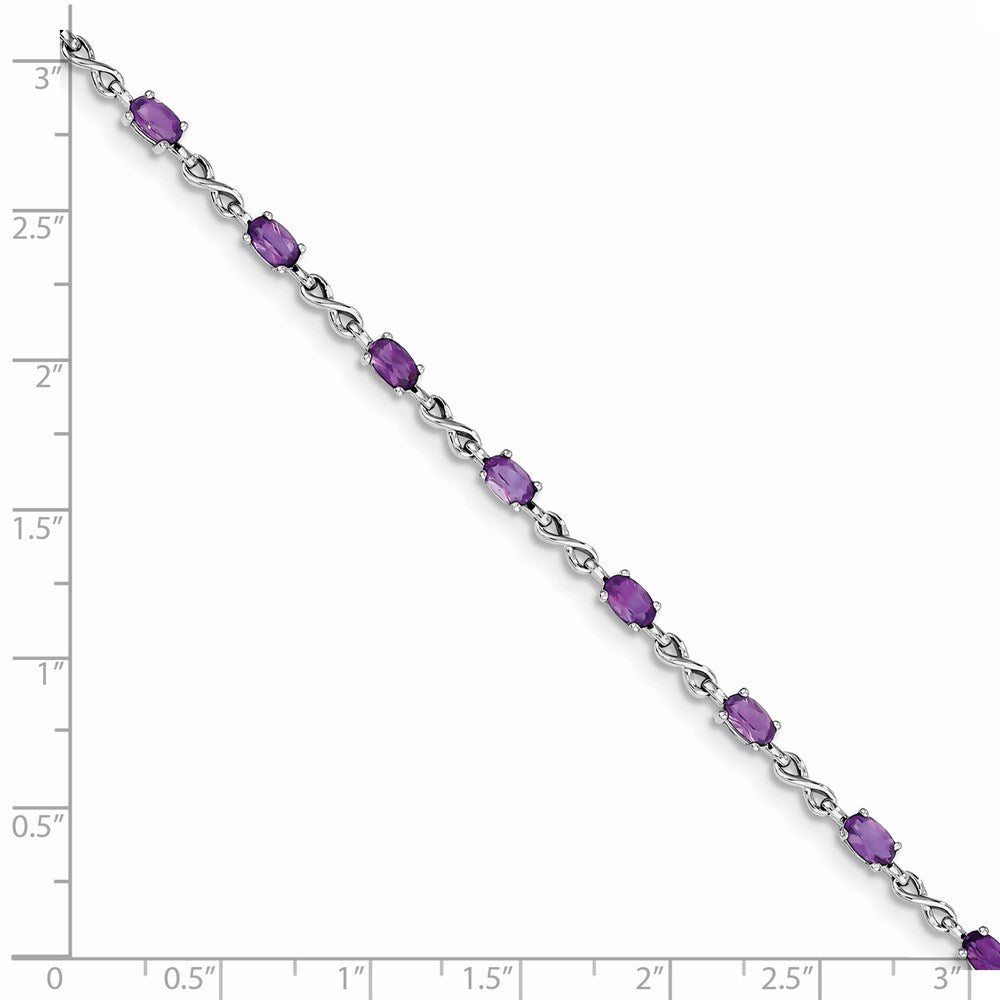 7 Zoll Sterlingsilber Rhodiniert Amethyst Armband