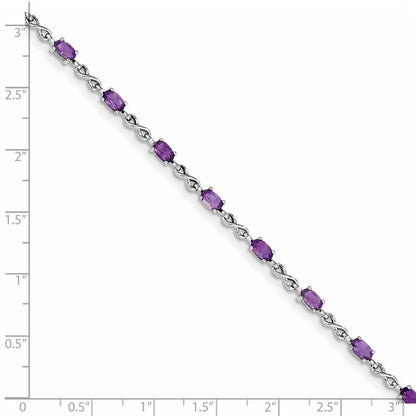 7 Zoll Sterlingsilber Rhodiniert Amethyst Armband