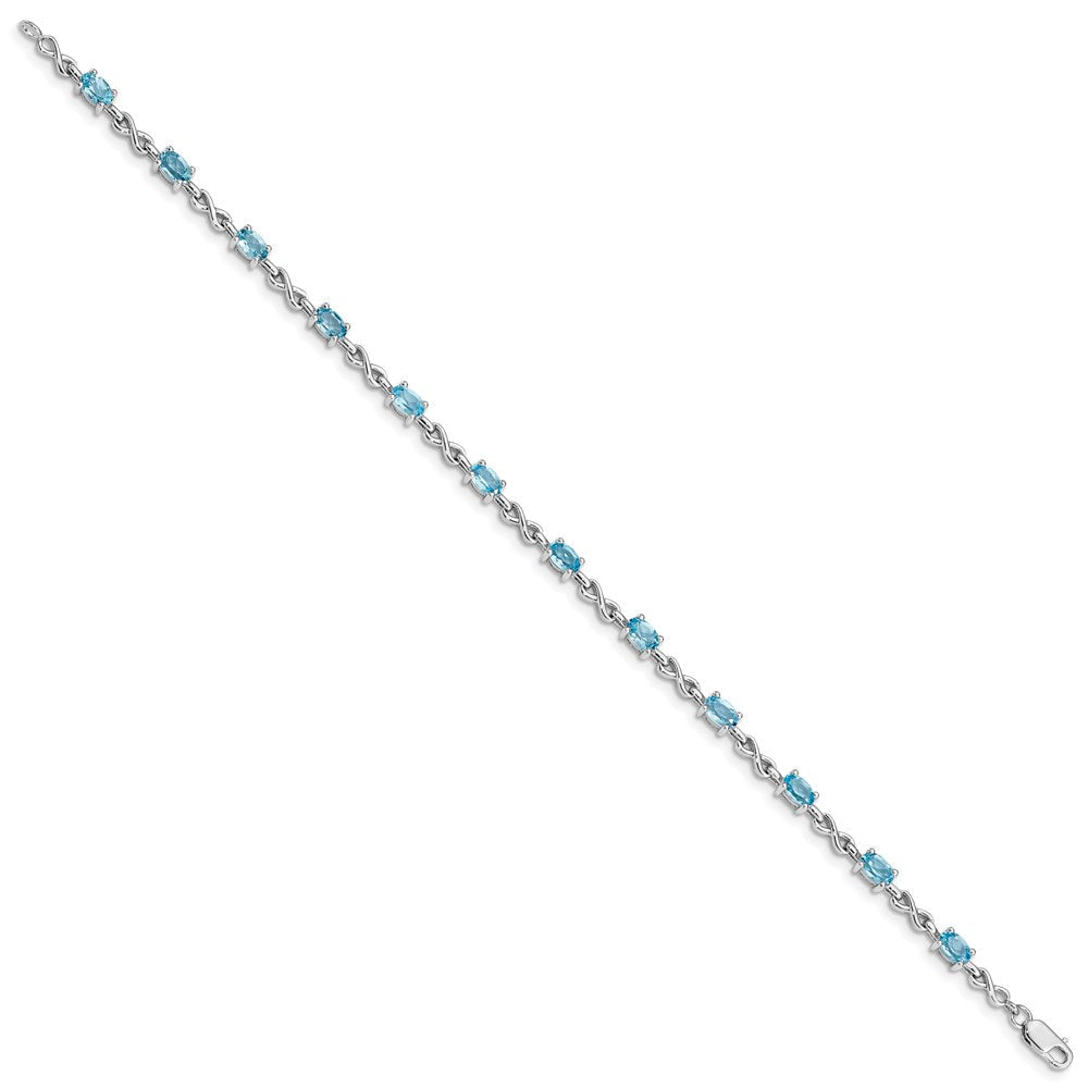 7 Zoll Sterlingsilber Rhodiniert Blautopas Armband