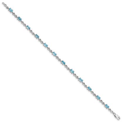 7 Zoll Sterlingsilber Rhodiniert Blautopas Armband