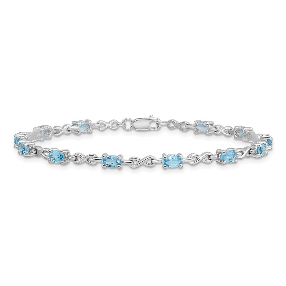 7 Zoll Sterlingsilber Rhodiniert Blautopas Armband