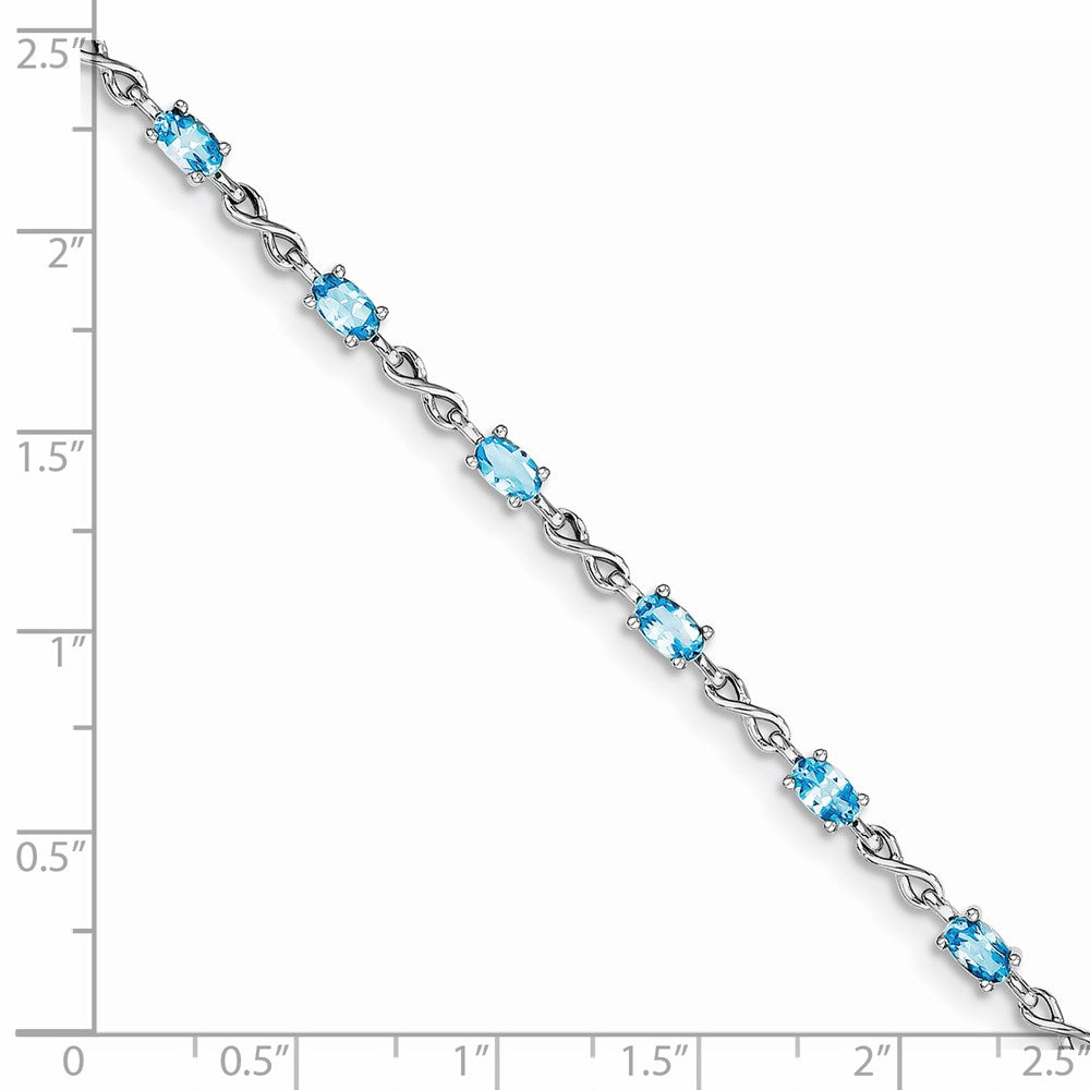 7 Zoll Sterlingsilber Rhodiniert Blautopas Armband