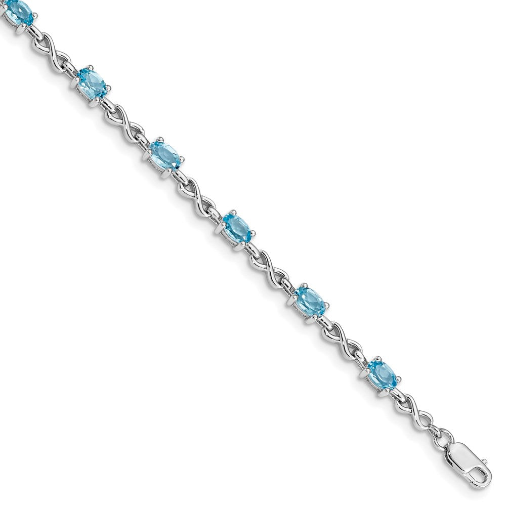 7 Zoll Sterlingsilber Rhodiniert Blautopas Armband