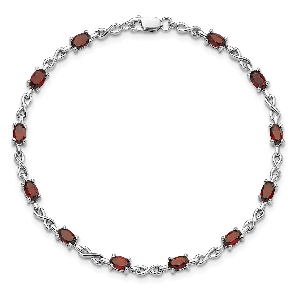 7 Zoll Sterlingsilber Rhodiniert Granat Armband