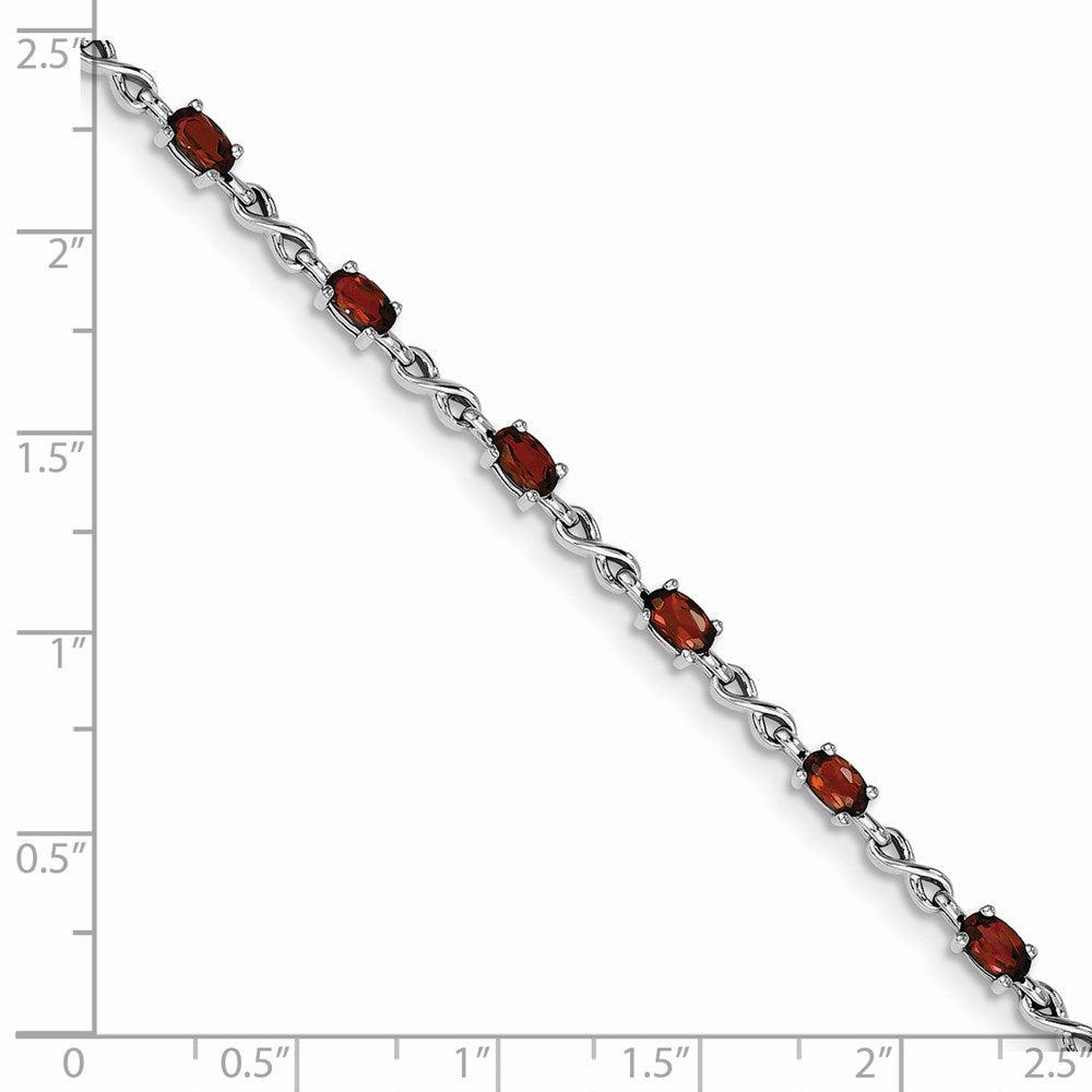 7 Zoll Sterlingsilber Rhodiniert Granat Armband