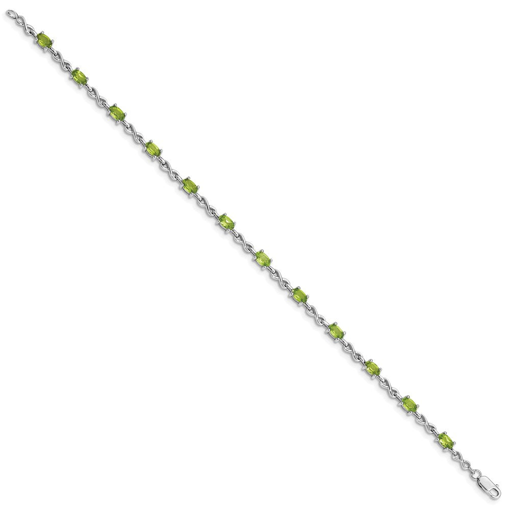 7 Zoll Sterlingsilber Rhodiniert Peridot Armband