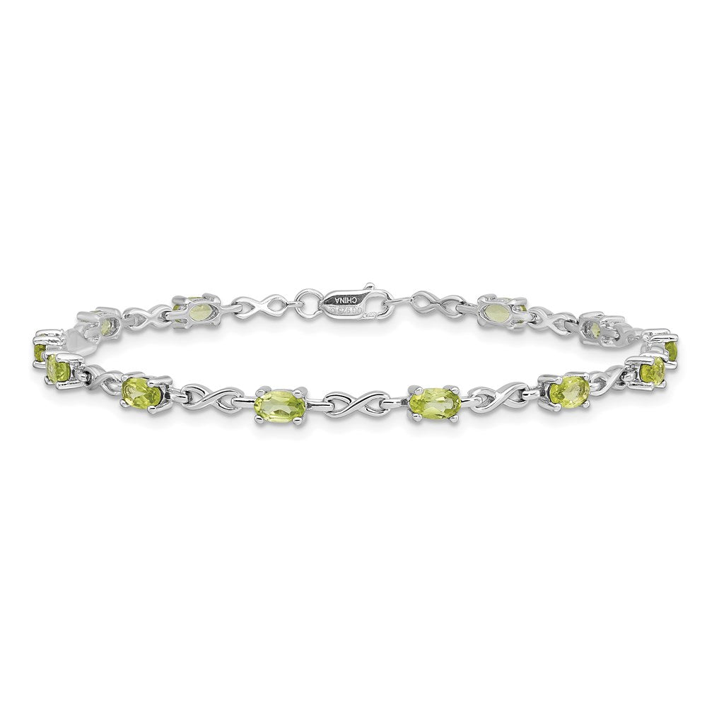 7 Zoll Sterlingsilber Rhodiniert Peridot Armband
