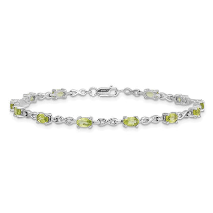 7 Zoll Sterlingsilber Rhodiniert Peridot Armband