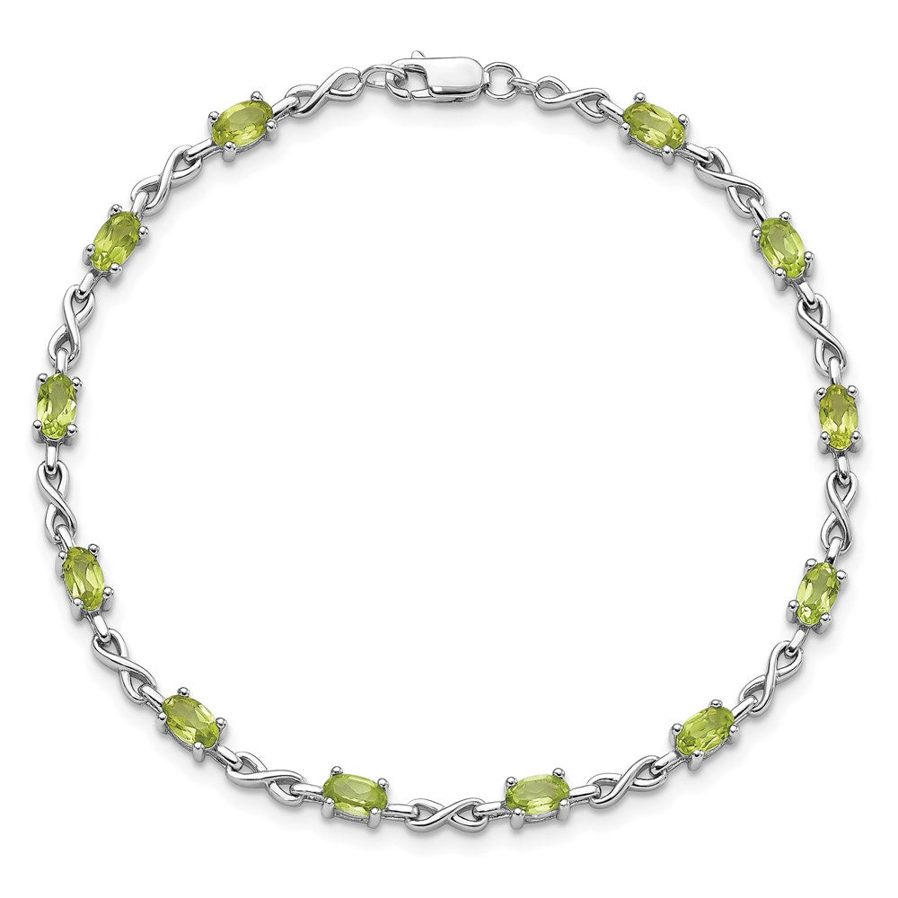 7 Zoll Sterlingsilber Rhodiniert Peridot Armband
