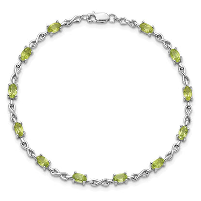 7 Zoll Sterlingsilber Rhodiniert Peridot Armband