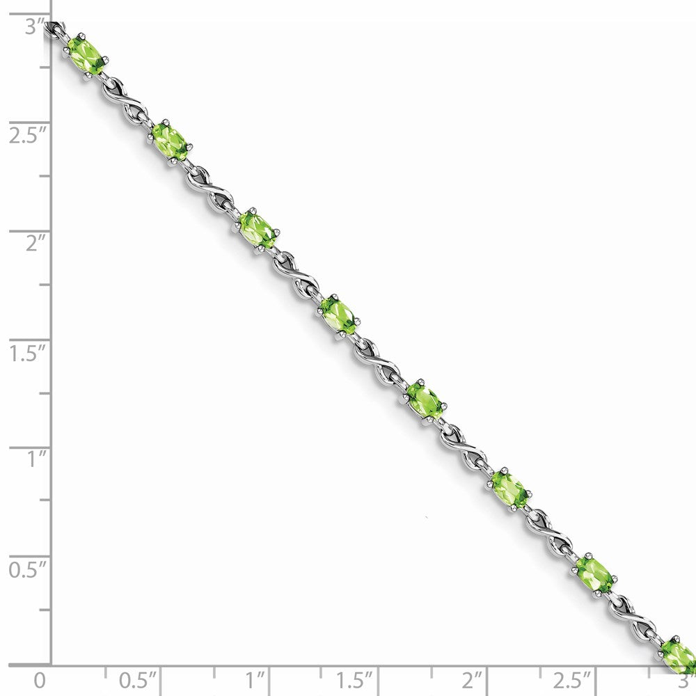 7 Zoll Sterlingsilber Rhodiniert Peridot Armband