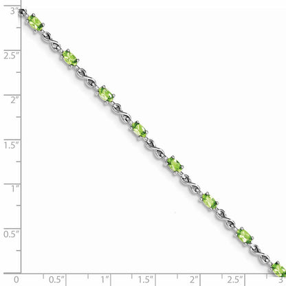 7 Zoll Sterlingsilber Rhodiniert Peridot Armband