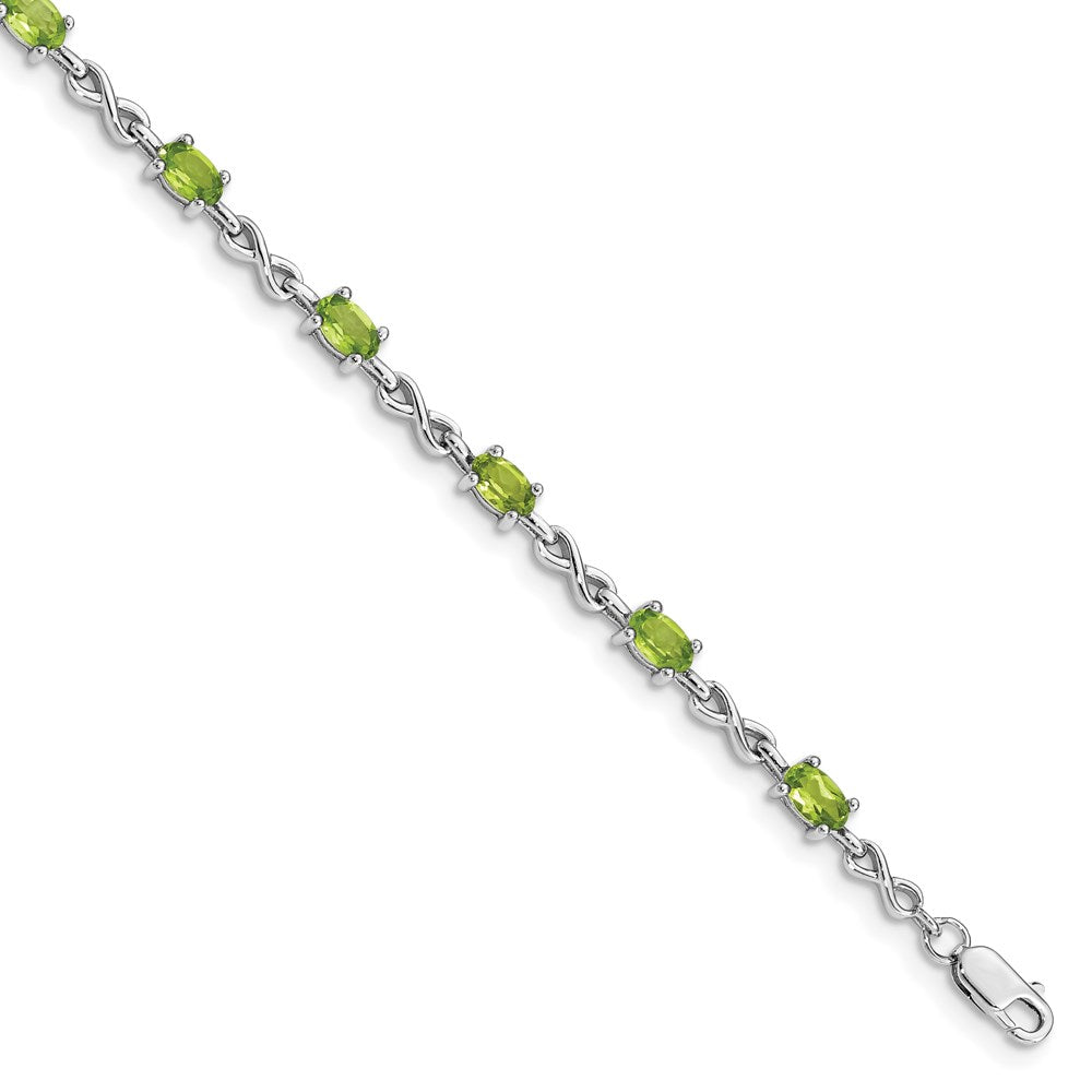 7 Zoll Sterlingsilber Rhodiniert Peridot Armband