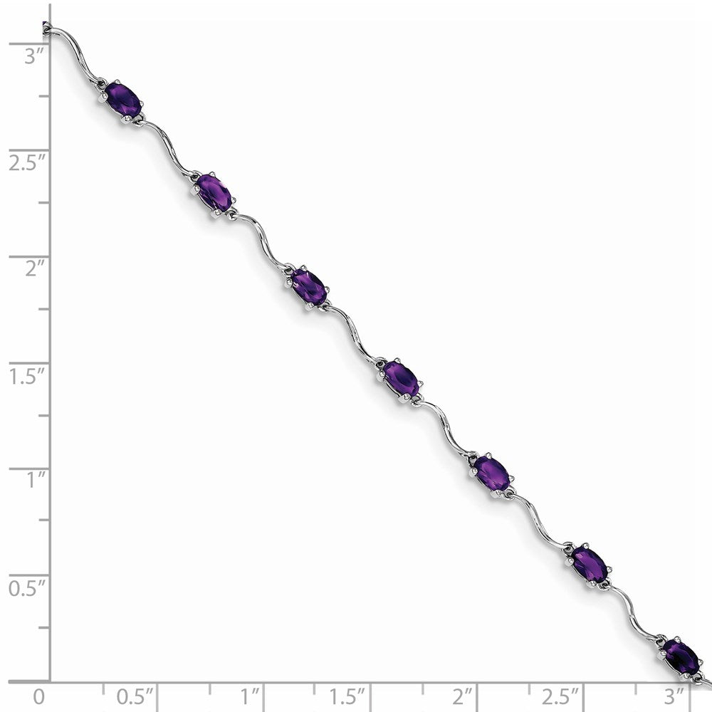 7 Zoll Sterlingsilber Rhodiniert Amethyst Armband