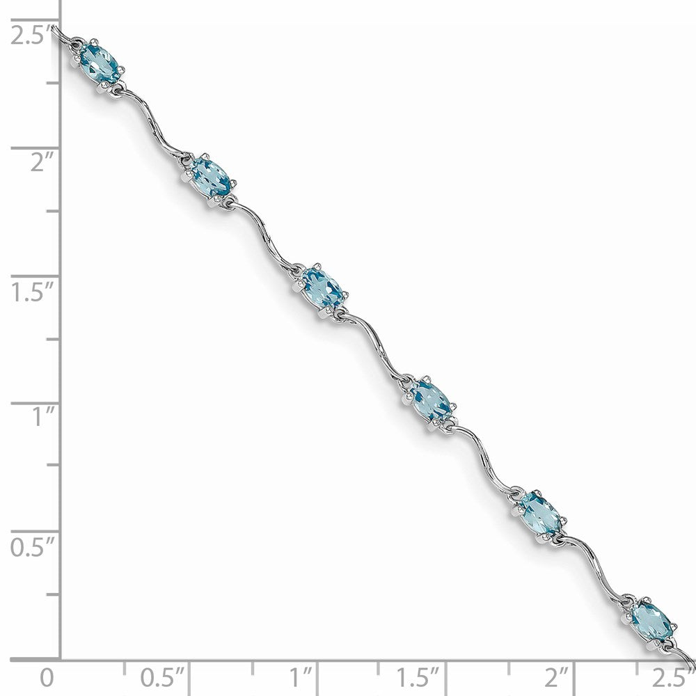 7 Zoll Sterlingsilber Rhodiniert Blautopas Armband