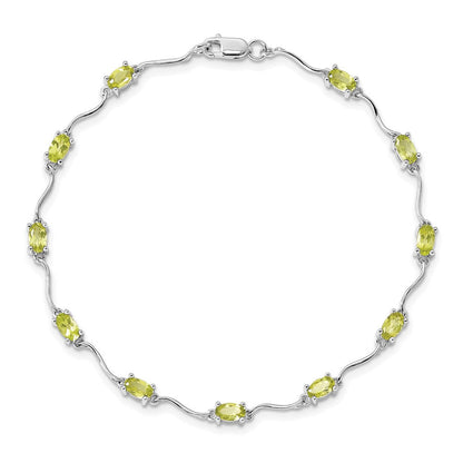 7 Zoll Sterlingsilber Rhodiniert Peridot Armband