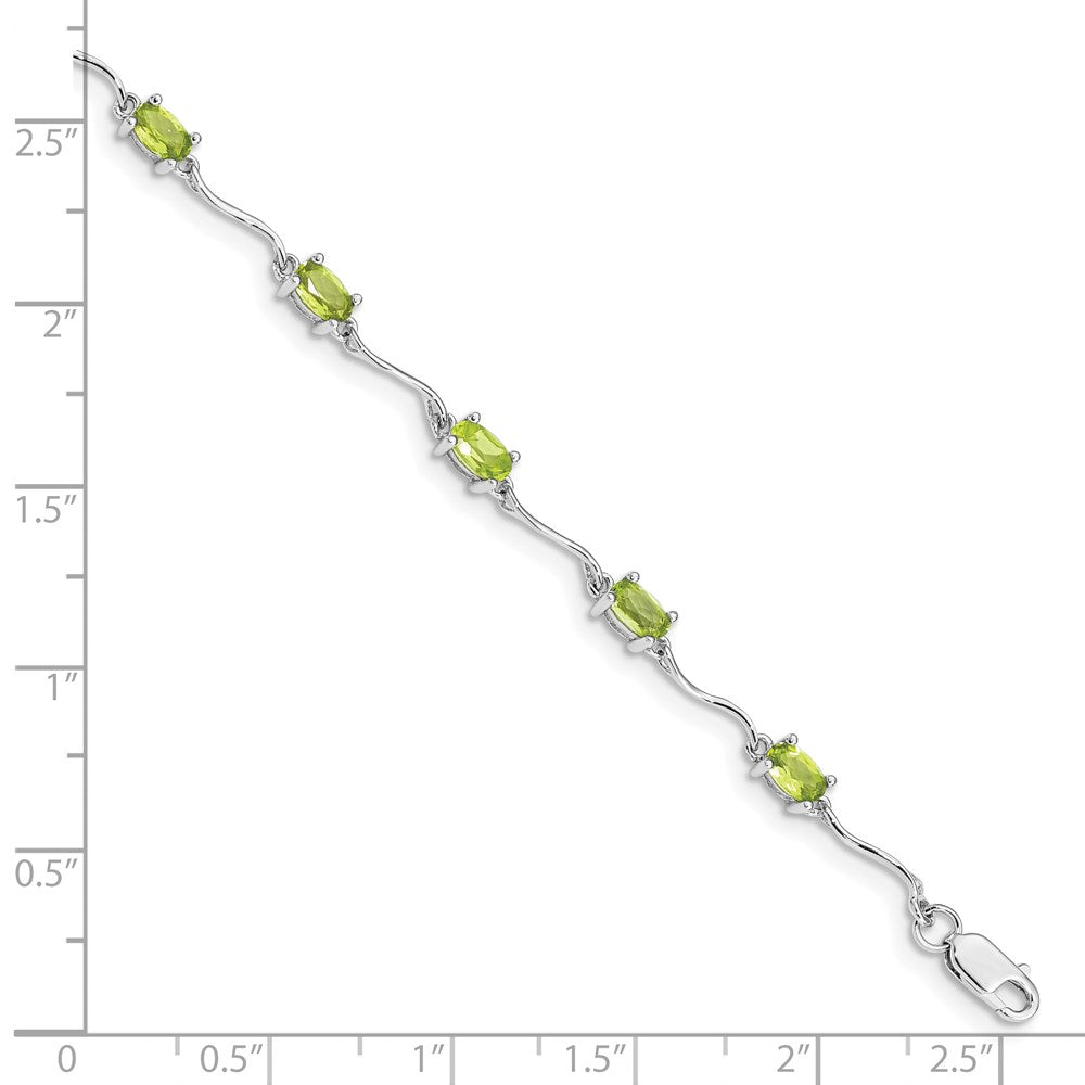 7 Zoll Sterlingsilber Rhodiniert Peridot Armband