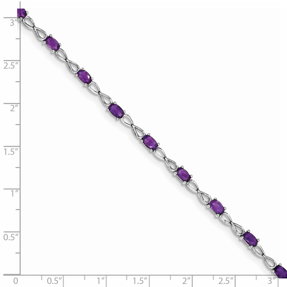 7 Zoll Sterlingsilber Rhodiniert Amethyst Armband