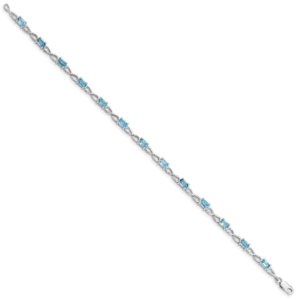 7 Zoll Sterlingsilber Rhodiniert Blautopas Armband