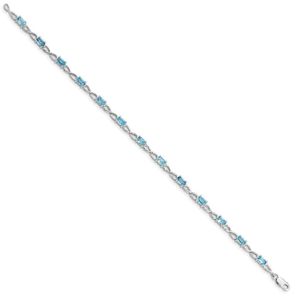 7 Zoll Sterlingsilber Rhodiniert Blautopas Armband