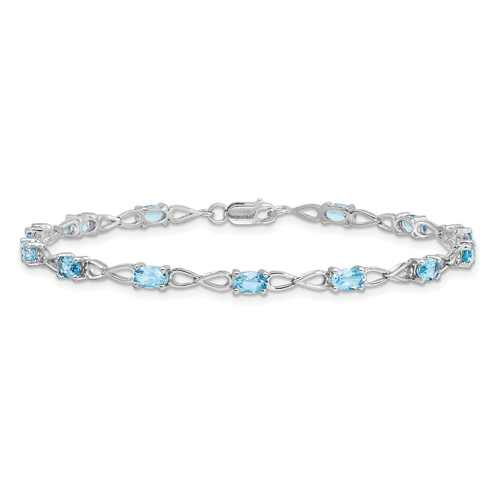7 Zoll Sterlingsilber Rhodiniert Blautopas Armband