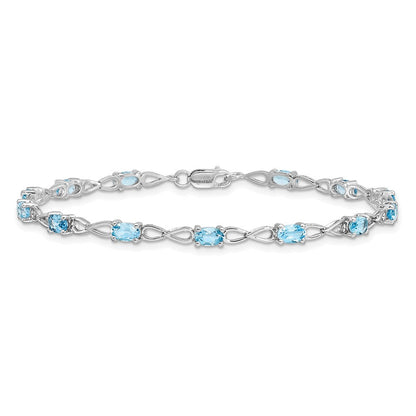 7 Zoll Sterlingsilber Rhodiniert Blautopas Armband