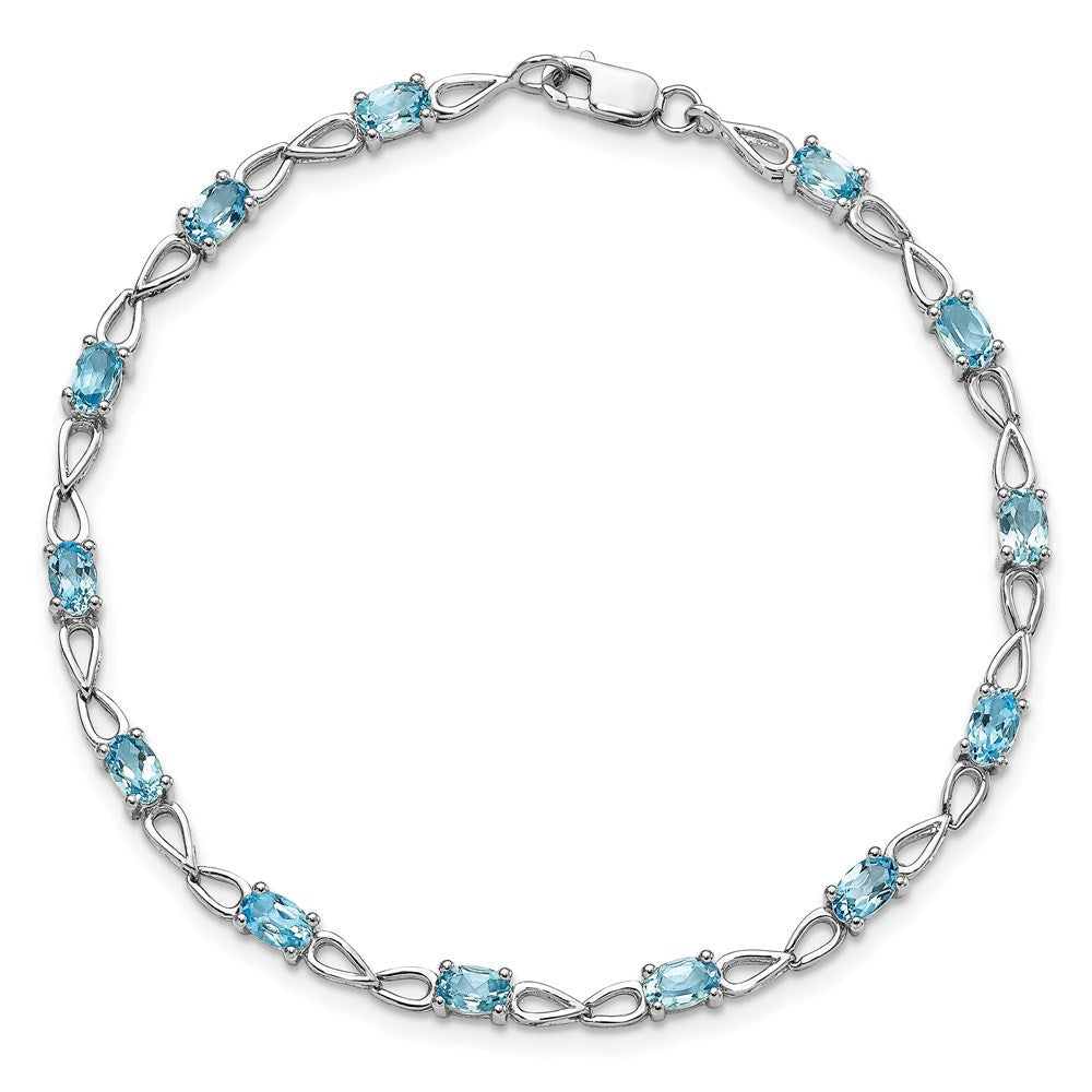 7 Zoll Sterlingsilber Rhodiniert Blautopas Armband