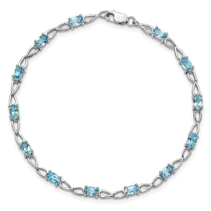 7 Zoll Sterlingsilber Rhodiniert Blautopas Armband