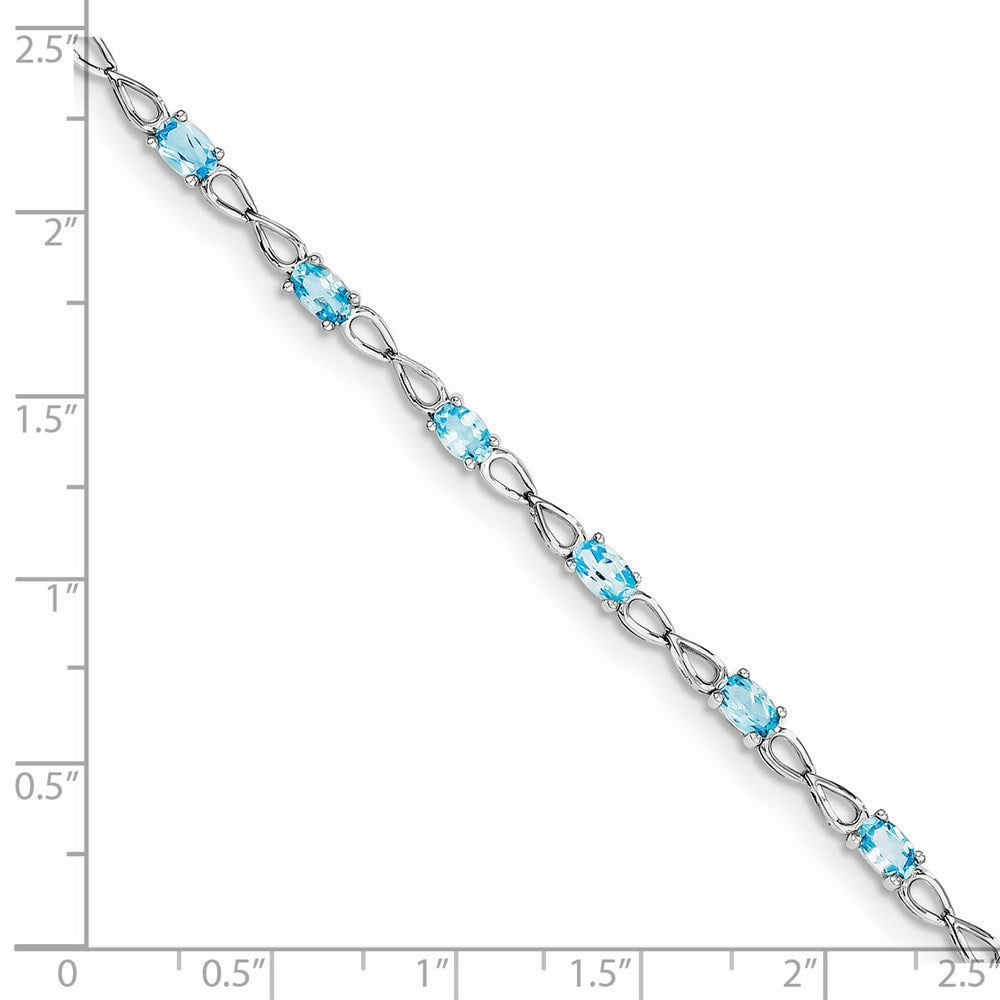 7 Zoll Sterlingsilber Rhodiniert Blautopas Armband