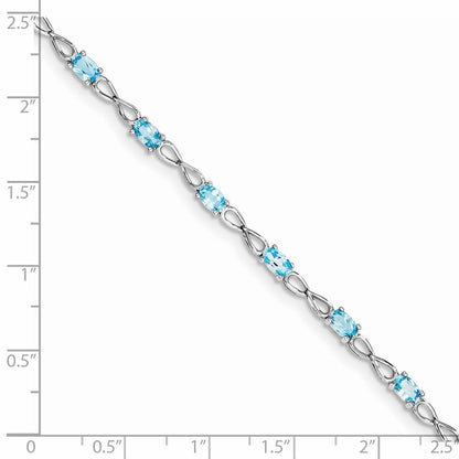 7 Zoll Sterlingsilber Rhodiniert Blautopas Armband
