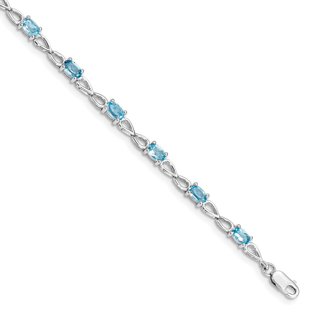 7 Zoll Sterlingsilber Rhodiniert Blautopas Armband