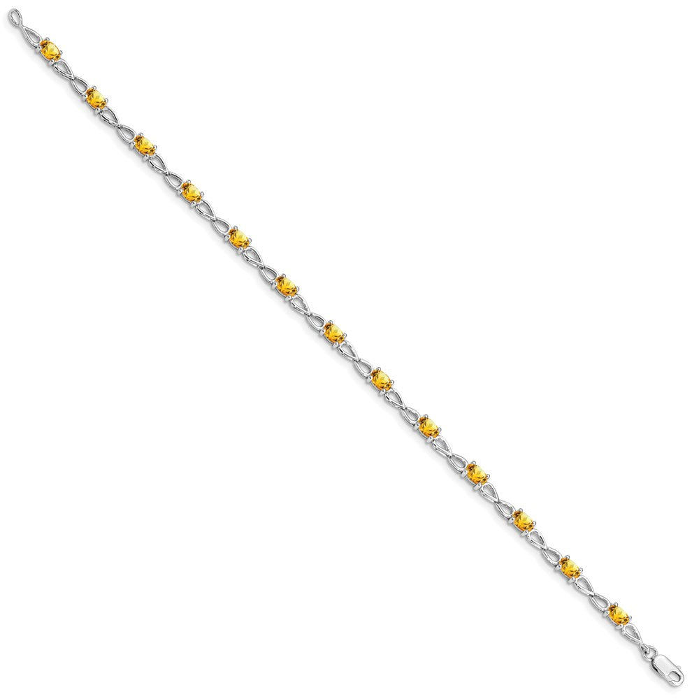 7 Zoll Sterlingsilber Rhodiniert Citrin Armband