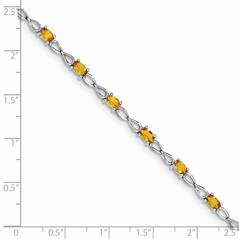 7 Zoll Sterlingsilber Rhodiniert Citrin Armband