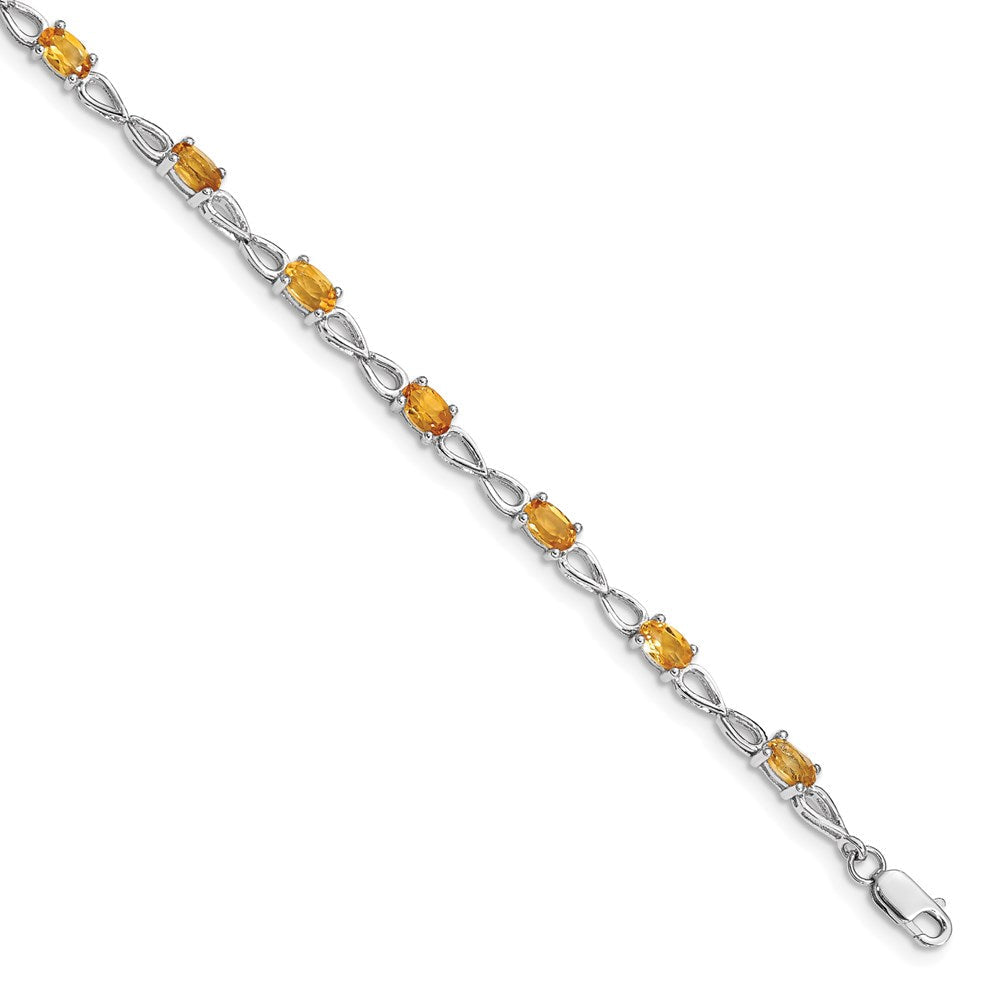 7 Zoll Sterlingsilber Rhodiniert Citrin Armband